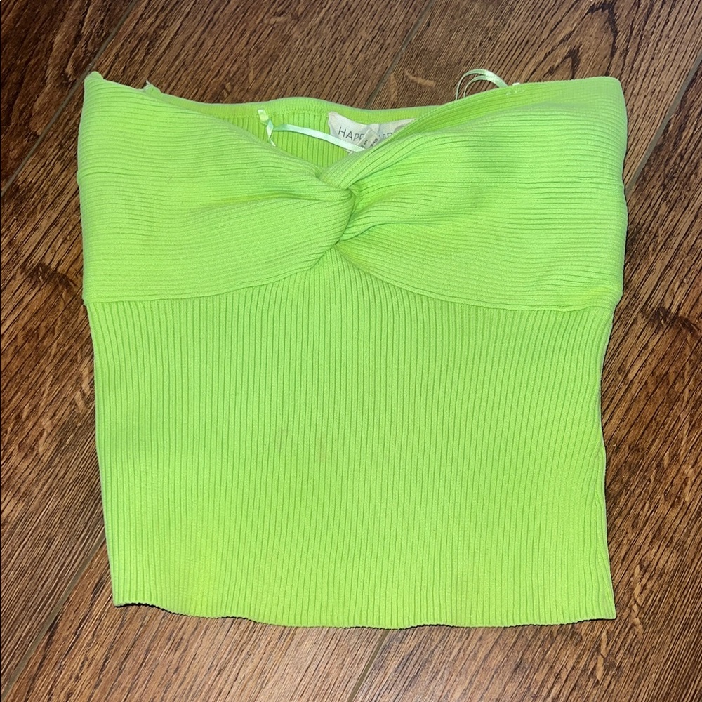 Lime Green Ribbed Tube Top